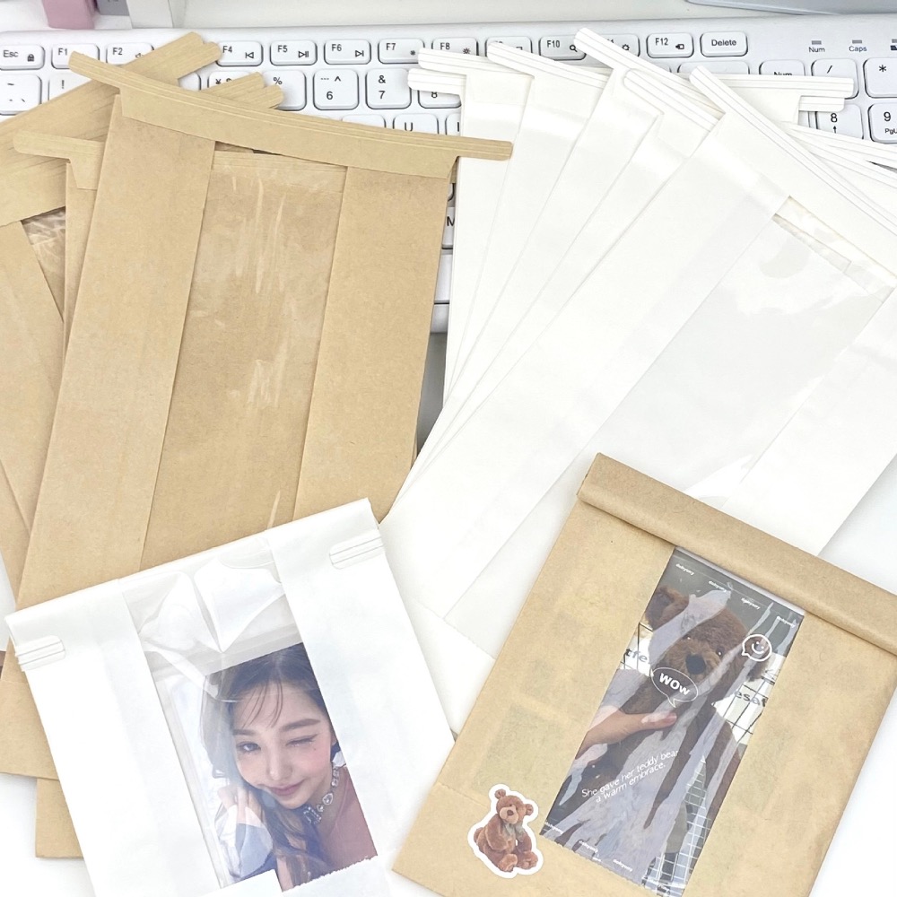 （🆕）高顏值 白色開窗卷邊 偶像明星愛豆專輯小卡 出卡打包 包裝小禮物 明信片自印小卡 麵包袋 打包材料 追星必備-細節圖4