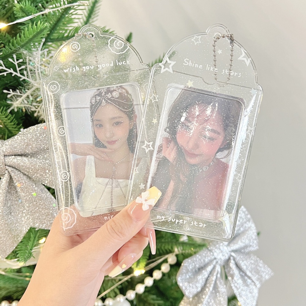 （🆕）原創透明閃粉 高級閃亮星星 3寸pvc 偶像明星愛豆專輯小卡 學生少女心卡套 小卡特典卡 收納 跑咖追星必備-細節圖2