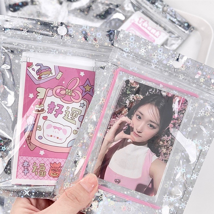 （🆕）高顏值 鐳射星星 自封袋 偶像明星愛豆專輯小卡 出卡打包 質感包材禮物 分裝袋密封袋 追星必備-細節圖2