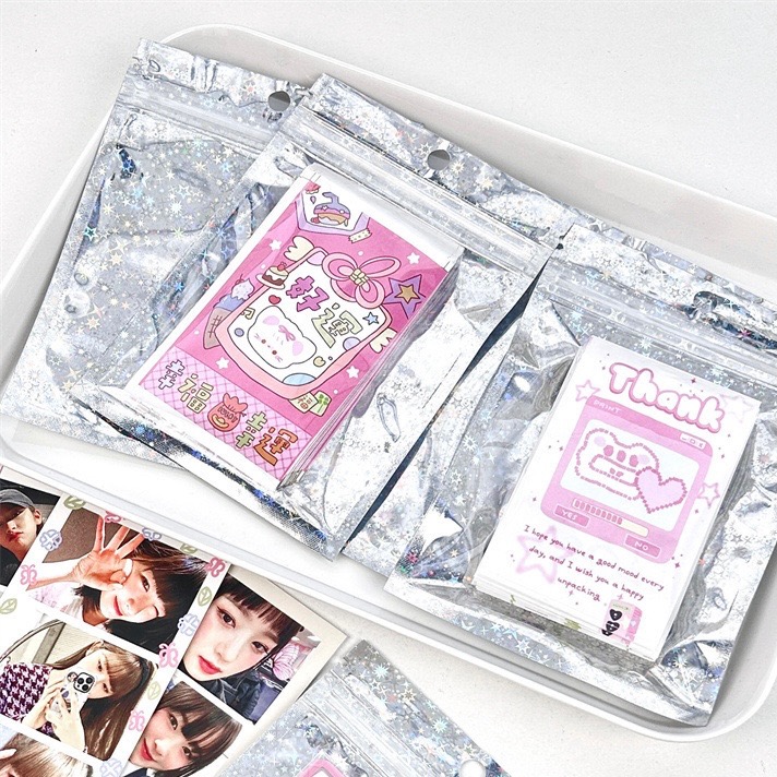 （🆕）高顏值 鐳射星星 自封袋 偶像明星愛豆專輯小卡 出卡打包 質感包材禮物 分裝袋密封袋 追星必備-細節圖3