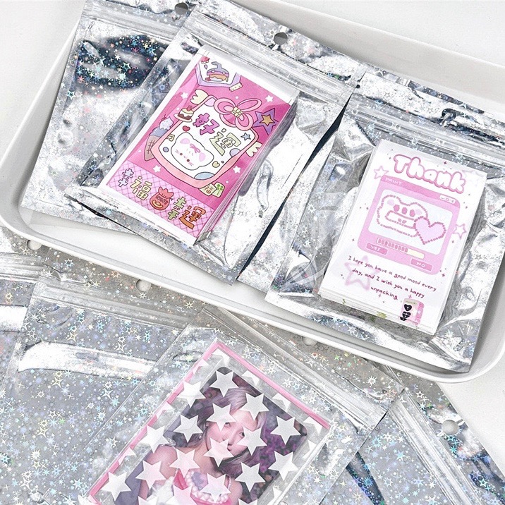 （🆕）高顏值 鐳射星星 自封袋 偶像明星愛豆專輯小卡 出卡打包 質感包材禮物 分裝袋密封袋 追星必備-細節圖4