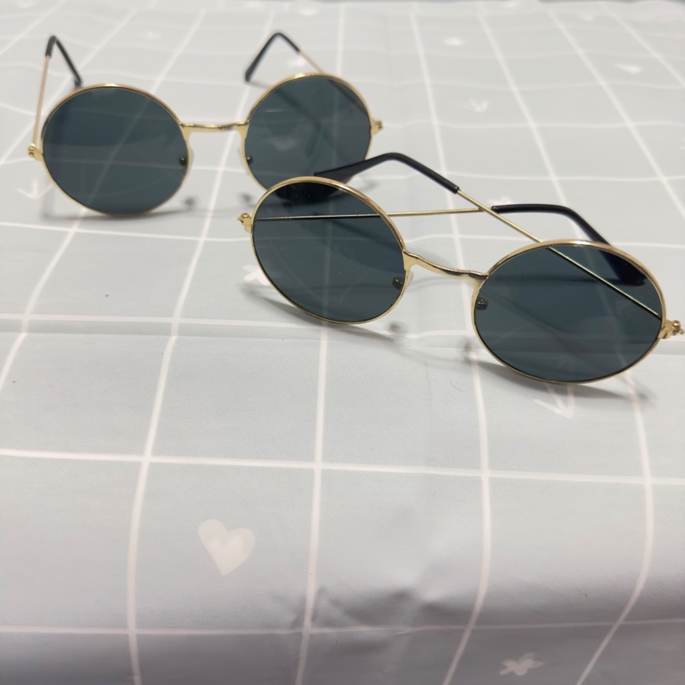 💖金邊圓框墨鏡一對💖太陽眼鏡 復古眼鏡 圓框眼鏡 造型眼鏡 韓版文青復古墨鏡-細節圖3