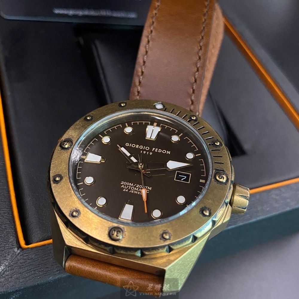 Giorgio Fedon 1919喬治飛登男錶,編號GF00005,48mm古銅色錶殼,咖啡色錶帶款-細節圖3