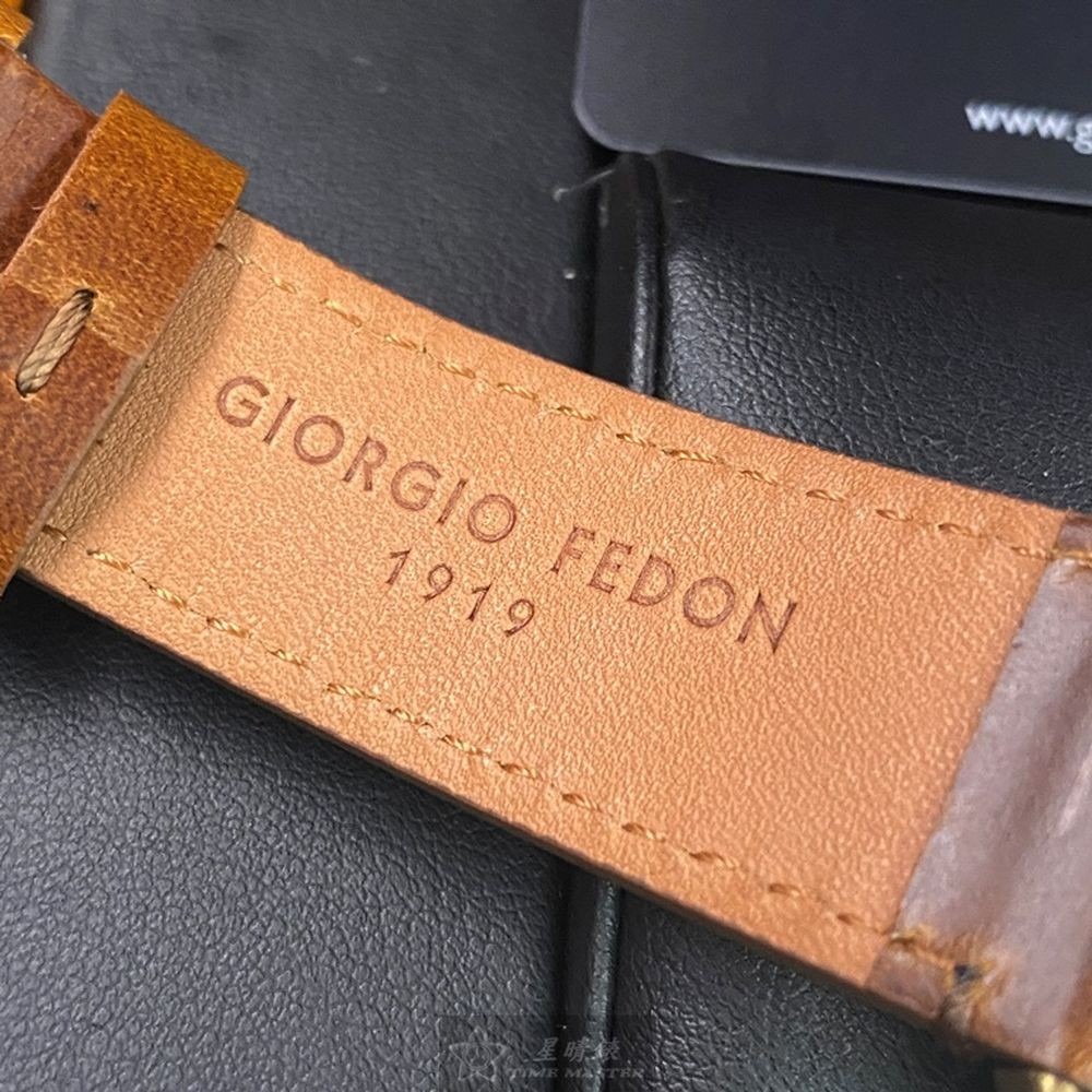 Giorgio Fedon 1919喬治飛登男錶,編號GF00005,48mm古銅色錶殼,咖啡色錶帶款-細節圖7