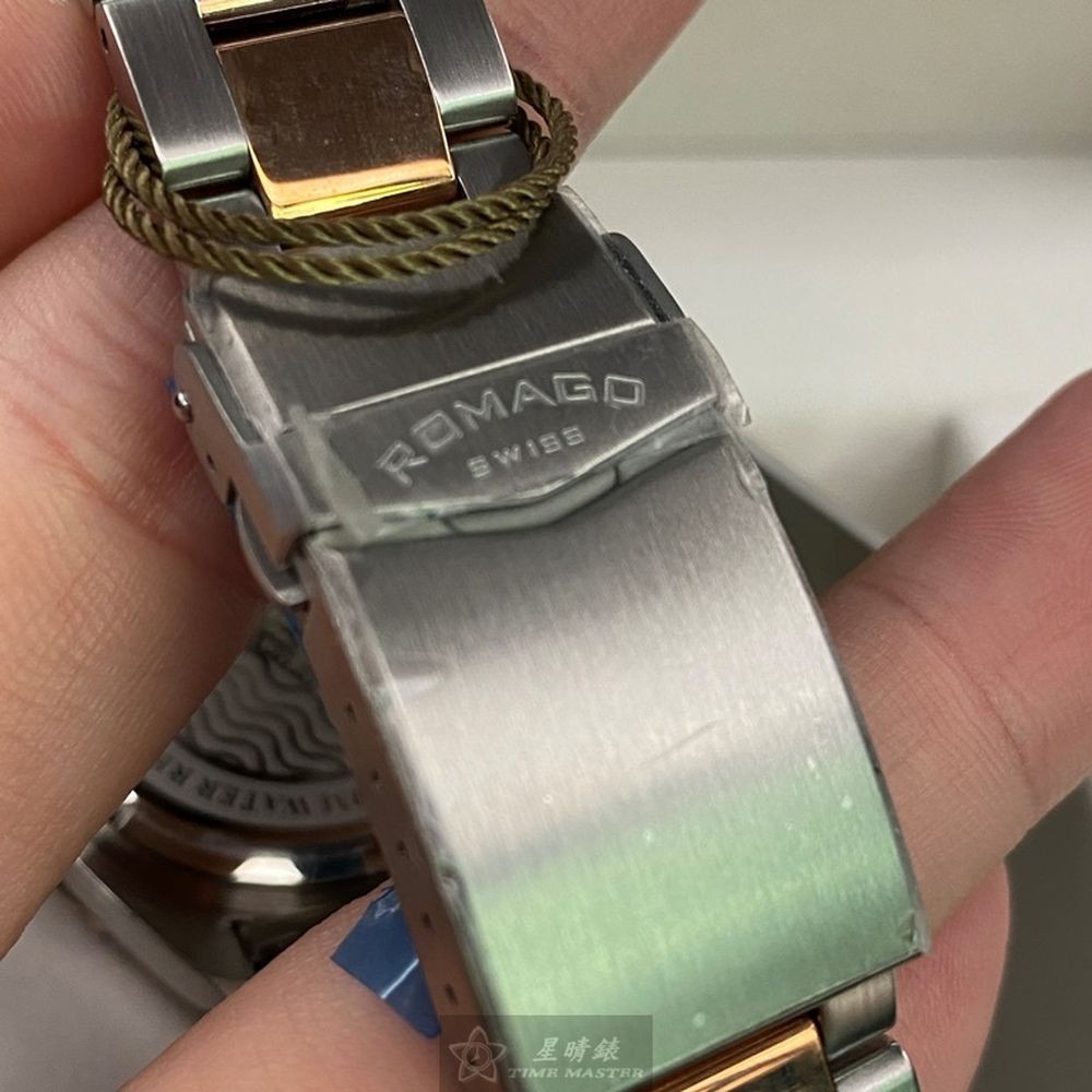 ROMAGO雷米格男錶,編號RM00001,42mm黑, 金色錶殼,銀色, 金色錶帶款-細節圖3