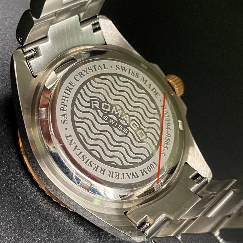 ROMAGO雷米格男錶,編號RM00001,42mm黑, 金色錶殼,銀色, 金色錶帶款-細節圖4