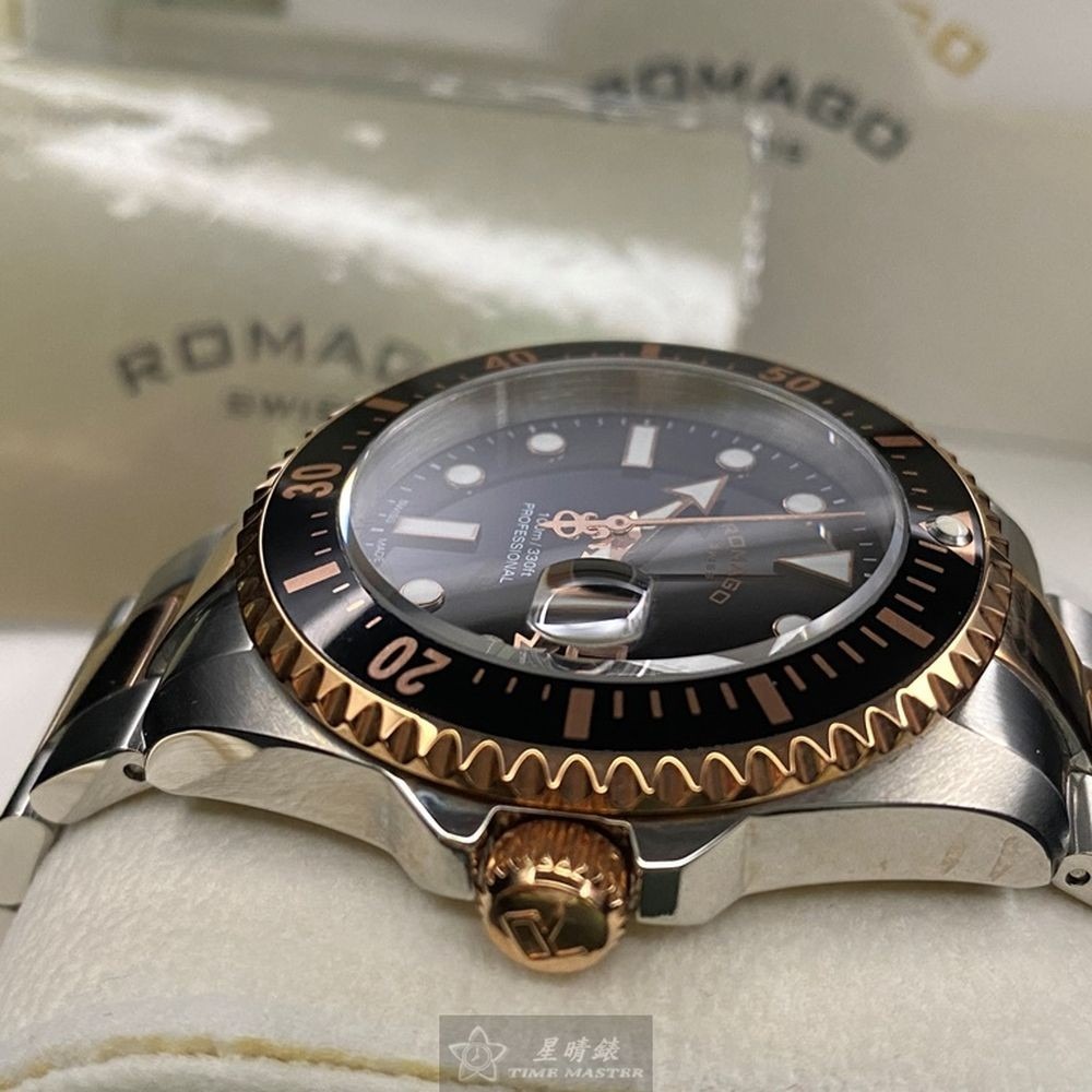 ROMAGO雷米格男錶,編號RM00001,42mm黑, 金色錶殼,銀色, 金色錶帶款-細節圖5