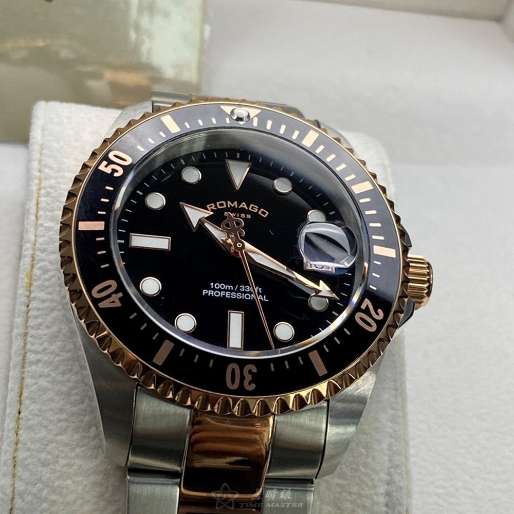 ROMAGO雷米格男錶,編號RM00001,42mm黑, 金色錶殼,銀色, 金色錶帶款-細節圖6