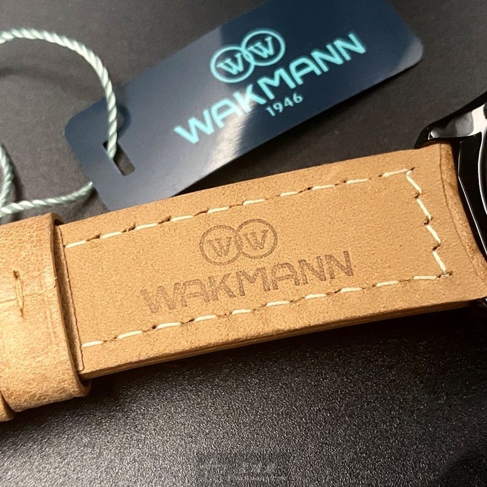 WAKMANN威克曼男女通用錶,編號WA00001,42mm黑錶殼,咖啡色錶帶款-細節圖4