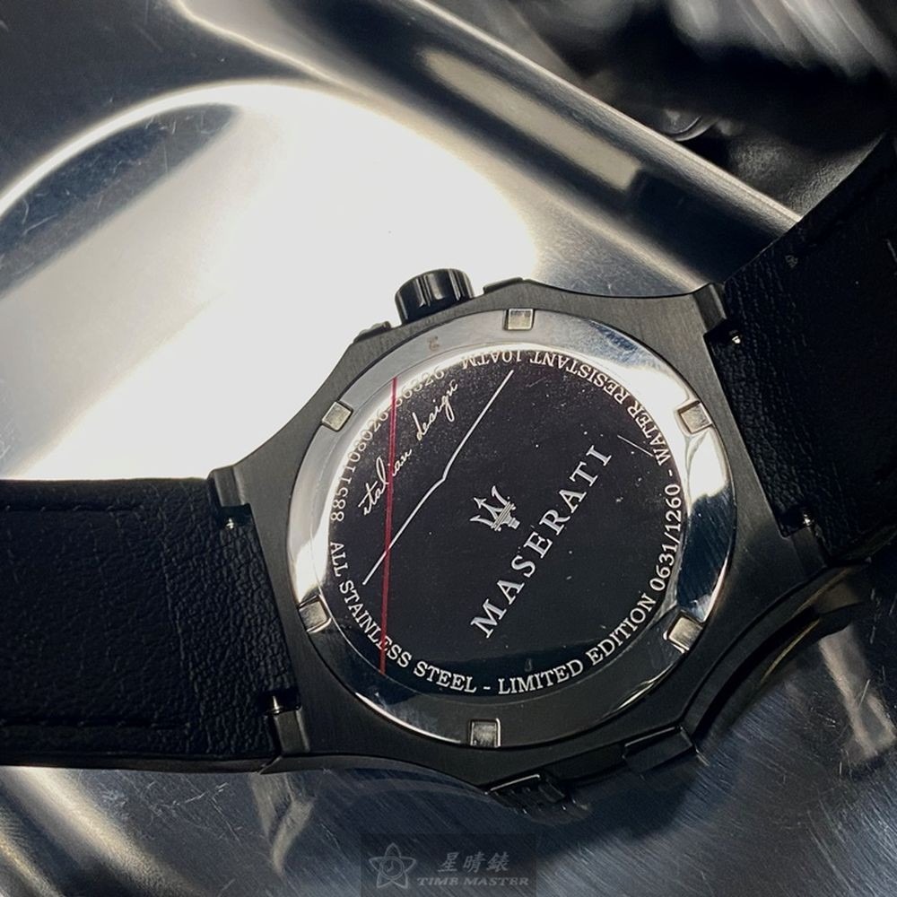 MASERATI:手錶,型號:R8851108026,男女通用錶42mm黑錶殼深咖啡錶面真皮皮革錶帶款-細節圖4