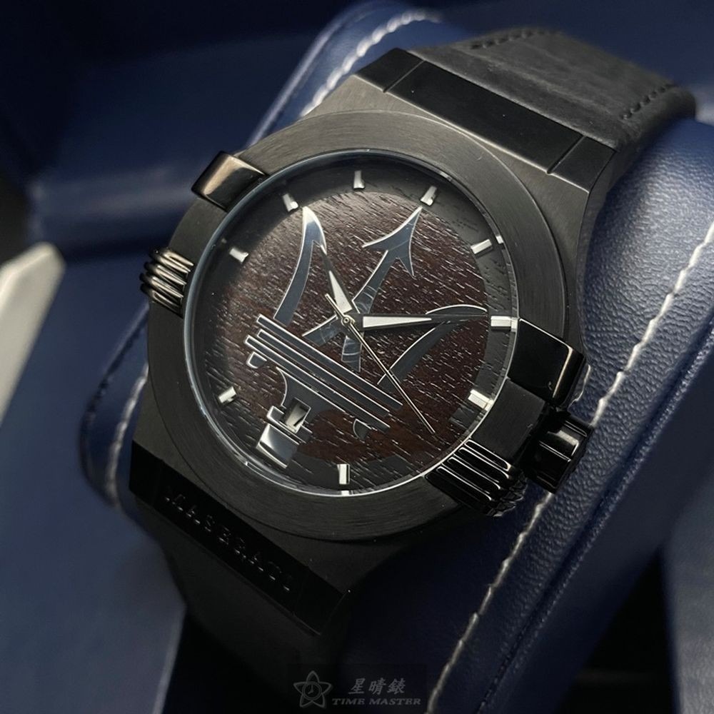 MASERATI:手錶,型號:R8851108026,男女通用錶42mm黑錶殼深咖啡錶面真皮皮革錶帶款-細節圖7