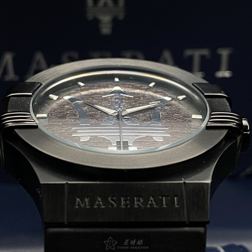 MASERATI:手錶,型號:R8851108026,男女通用錶42mm黑錶殼深咖啡錶面真皮皮革錶帶款-細節圖8