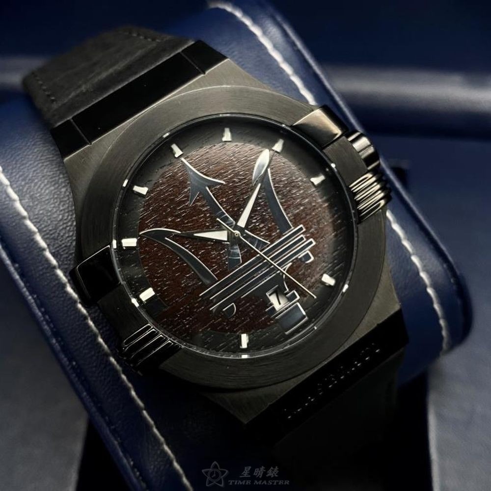 MASERATI:手錶,型號:R8851108026,男女通用錶42mm黑錶殼深咖啡錶面真皮皮革錶帶款-細節圖9