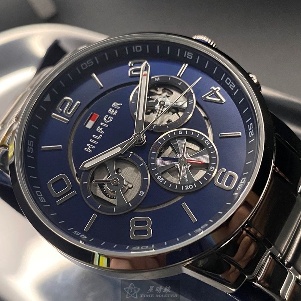 TommyHilfiger:手錶,型號:TH00002,男女通用錶44mm銀錶殼寶藍色錶面精鋼錶帶款-細節圖4