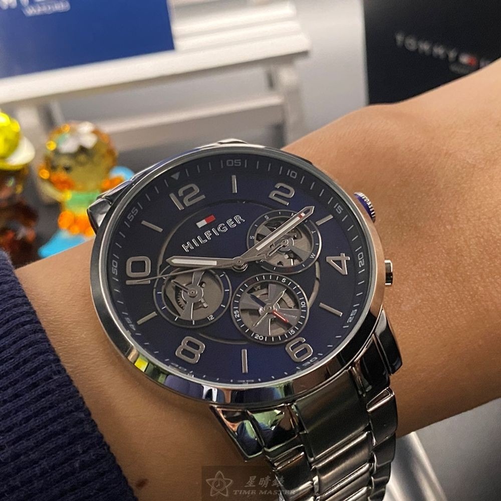 TommyHilfiger:手錶,型號:TH00002,男女通用錶44mm銀錶殼寶藍色錶面精鋼錶帶款-細節圖7