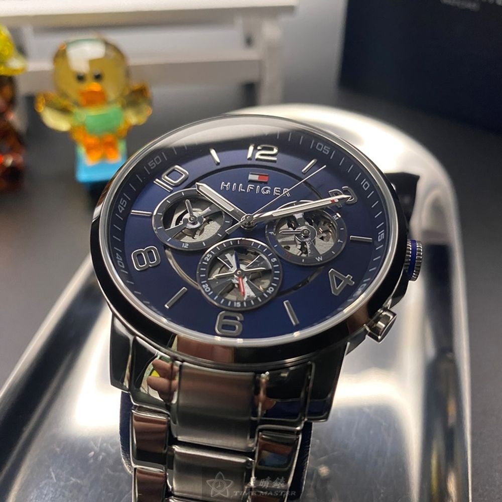 TommyHilfiger:手錶,型號:TH00002,男女通用錶44mm銀錶殼寶藍色錶面精鋼錶帶款-細節圖11