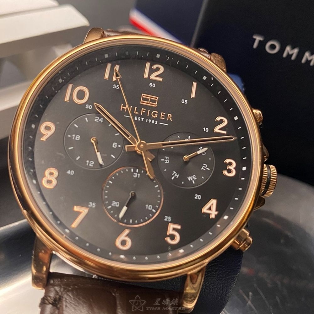 TommyHilfiger:手錶,型號:TH00003,男女通用錶44mm玫瑰金錶殼黑色錶面真皮皮革錶帶款-細節圖2