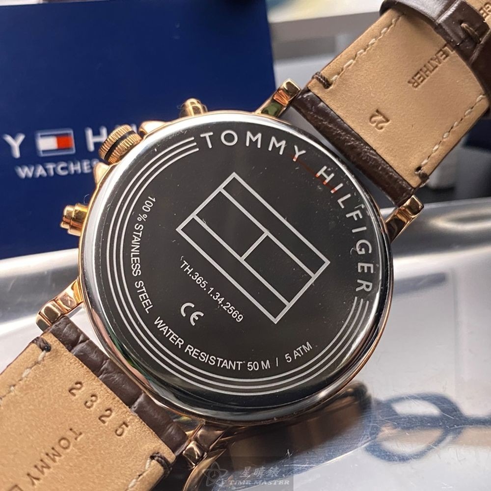 TommyHilfiger:手錶,型號:TH00003,男女通用錶44mm玫瑰金錶殼黑色錶面真皮皮革錶帶款-細節圖3