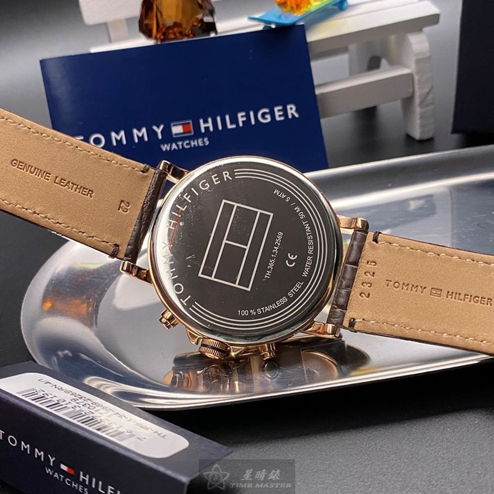 TommyHilfiger:手錶,型號:TH00003,男女通用錶44mm玫瑰金錶殼黑色錶面真皮皮革錶帶款-細節圖4
