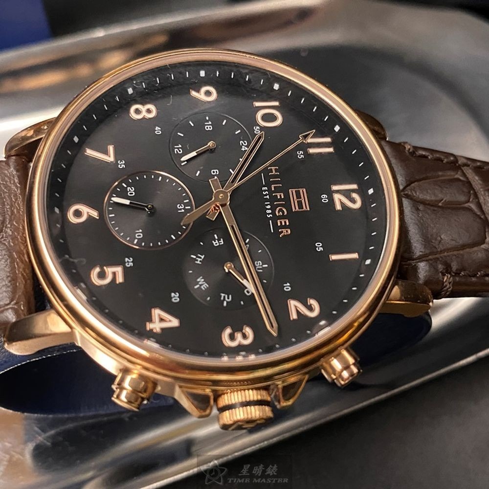 TommyHilfiger:手錶,型號:TH00003,男女通用錶44mm玫瑰金錶殼黑色錶面真皮皮革錶帶款-細節圖5