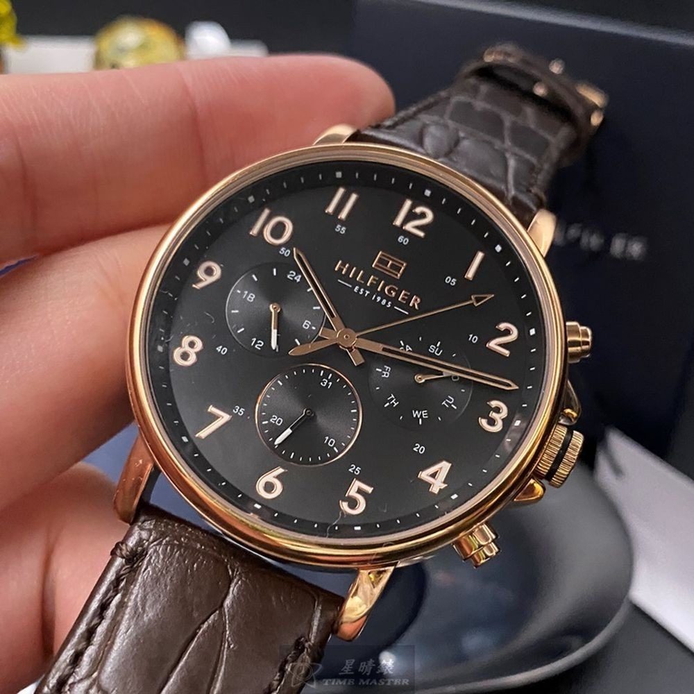 TommyHilfiger:手錶,型號:TH00003,男女通用錶44mm玫瑰金錶殼黑色錶面真皮皮革錶帶款-細節圖6