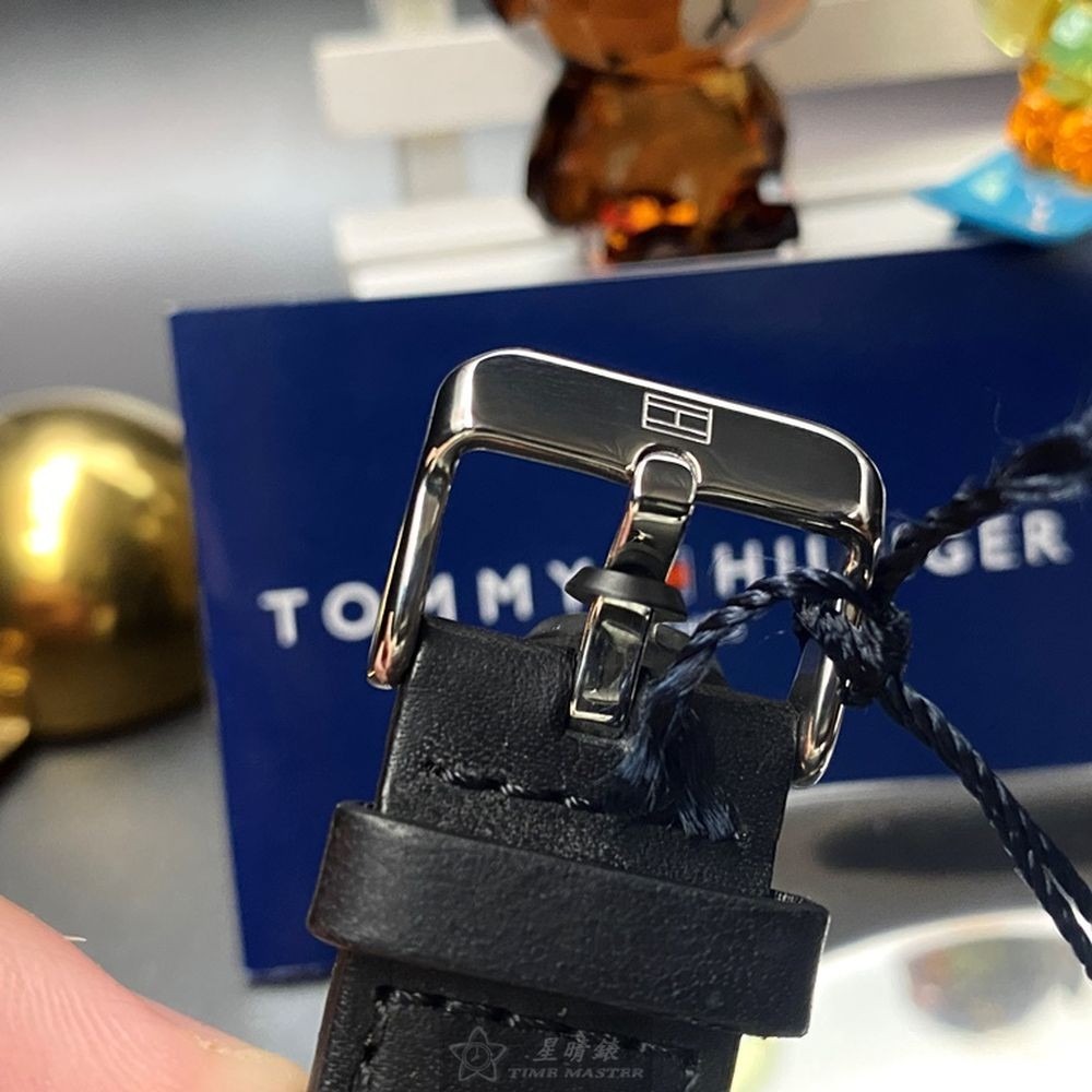 TommyHilfiger:手錶,型號:TH00004,男女通用錶44mm銀錶殼黑色錶面真皮皮革錶帶款-細節圖4