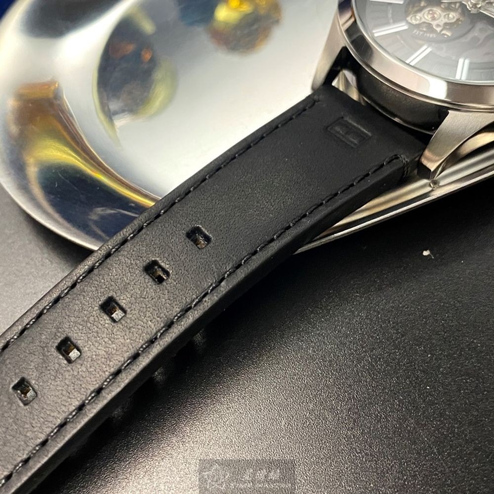 TommyHilfiger:手錶,型號:TH00004,男女通用錶44mm銀錶殼黑色錶面真皮皮革錶帶款-細節圖6