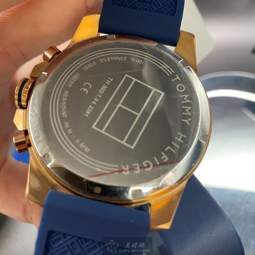 TommyHilfiger:手錶,型號:TH00007,男錶48mm玫瑰金錶殼寶藍色錶面矽膠錶帶款-細節圖4