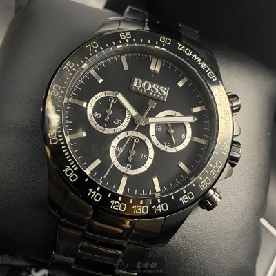 BOSS:手錶,型號:HB1512961,男錶44mm黑錶殼黑色錶面精鋼錶帶款