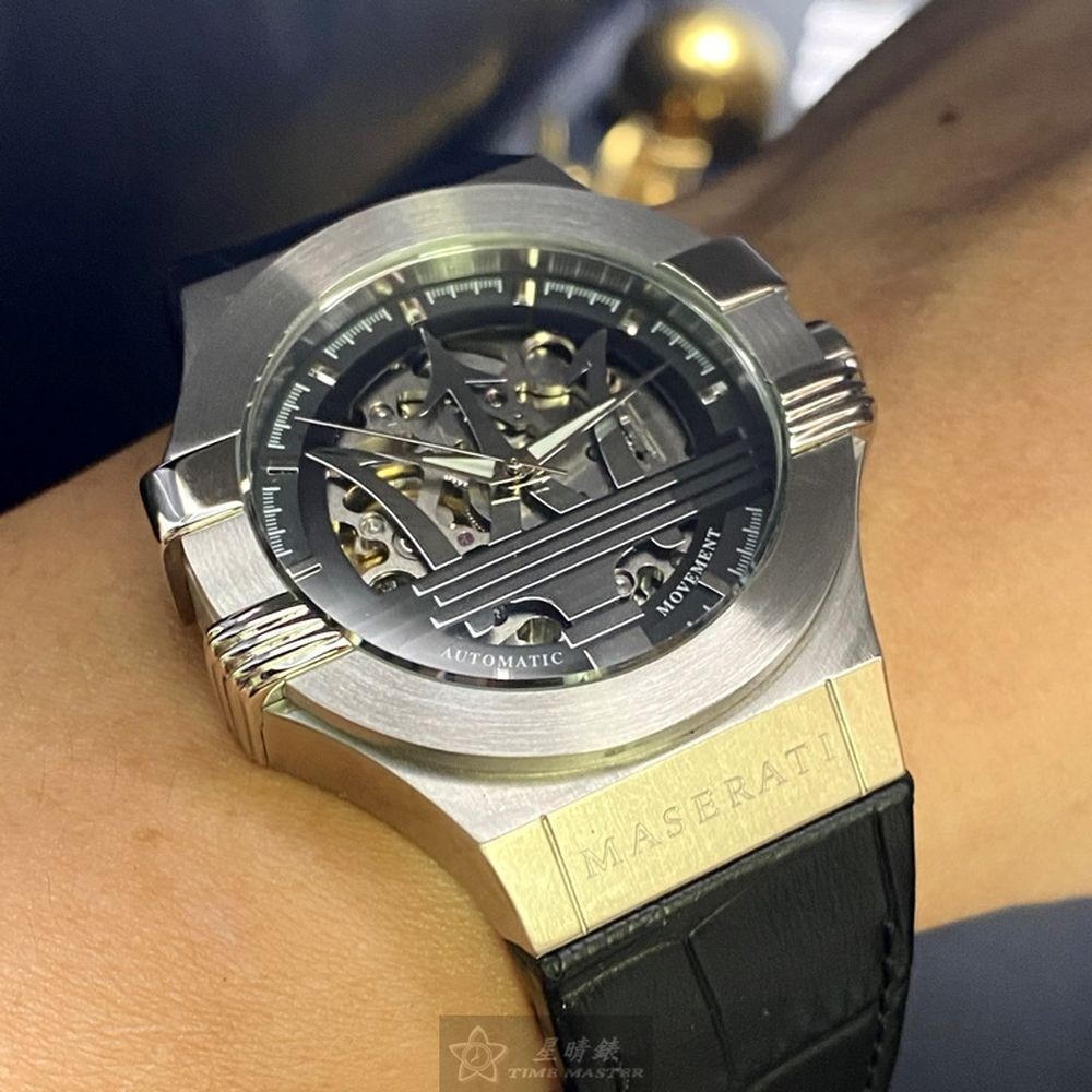 MASERATI:手錶,型號:R8821108031,男女通用錶42mm銀錶殼黑色錶面真皮皮革錶帶款-細節圖2