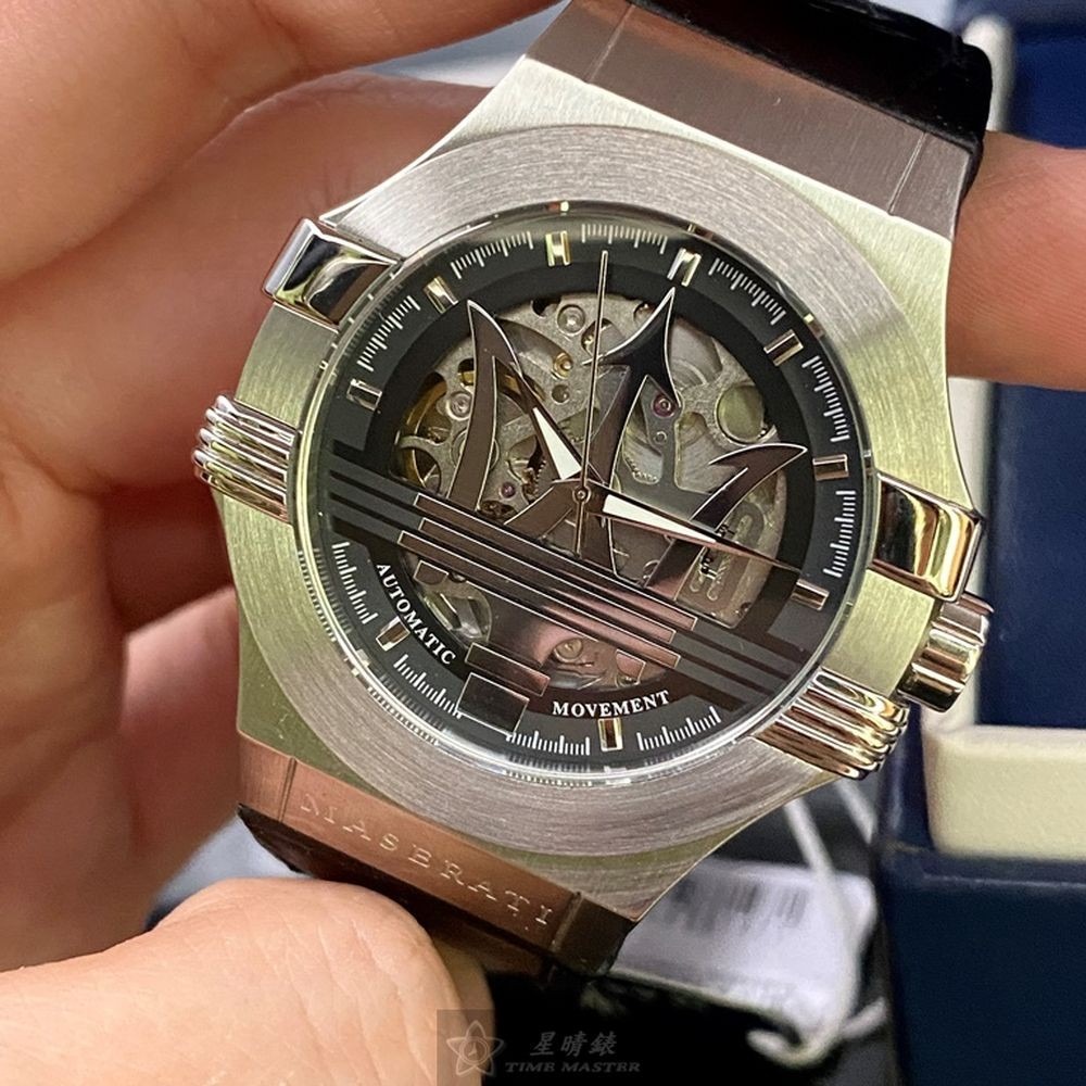 MASERATI:手錶,型號:R8821108031,男女通用錶42mm銀錶殼黑色錶面真皮皮革錶帶款-細節圖3