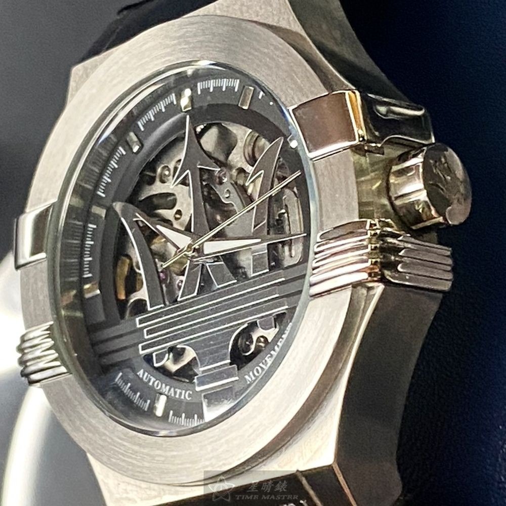 MASERATI:手錶,型號:R8821108031,男女通用錶42mm銀錶殼黑色錶面真皮皮革錶帶款-細節圖5