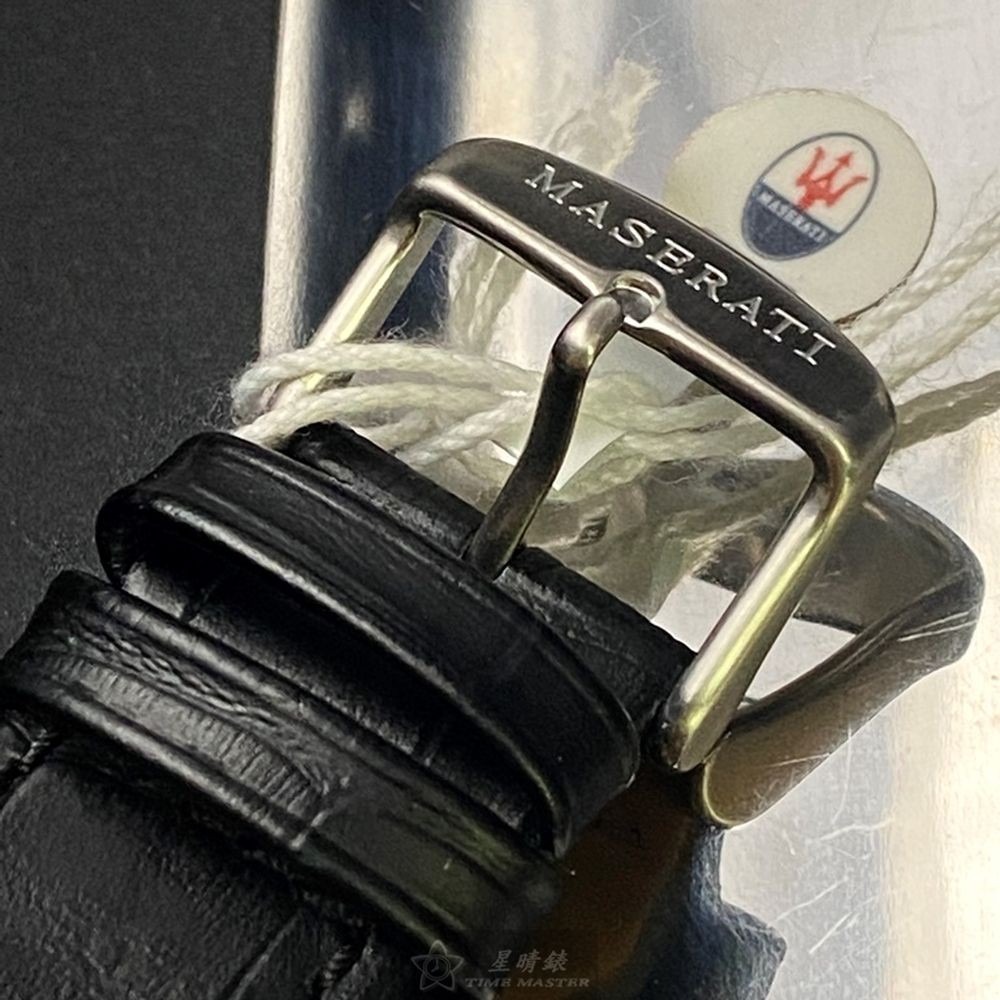 MASERATI:手錶,型號:R8821108031,男女通用錶42mm銀錶殼黑色錶面真皮皮革錶帶款-細節圖8