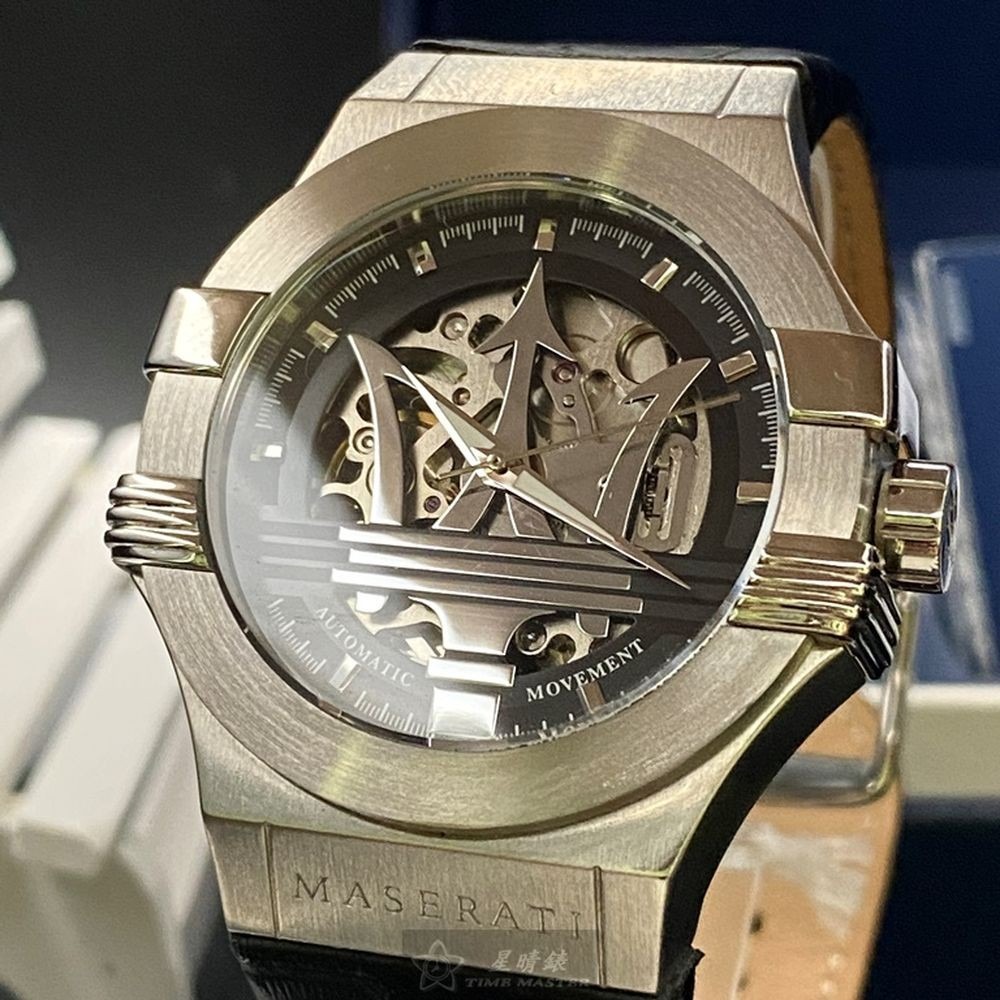 MASERATI:手錶,型號:R8821108031,男女通用錶42mm銀錶殼黑色錶面真皮皮革錶帶款-細節圖9