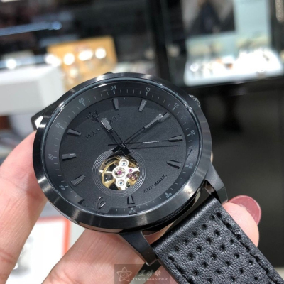 MASERATI:手錶,型號:R8821134001,男錶44mm, 46mm黑錶殼黑雙面機械鏤空錶面真皮皮革錶帶款