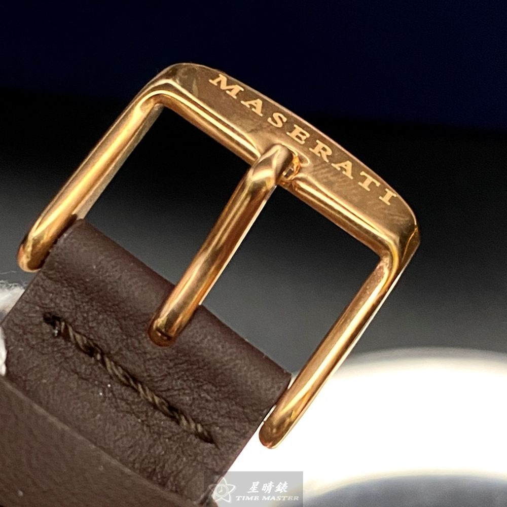 MASERATI:手錶,型號:R8851118006,男女通用錶42mm玫瑰金錶殼古銅色錶面真皮皮革錶帶款-細節圖8