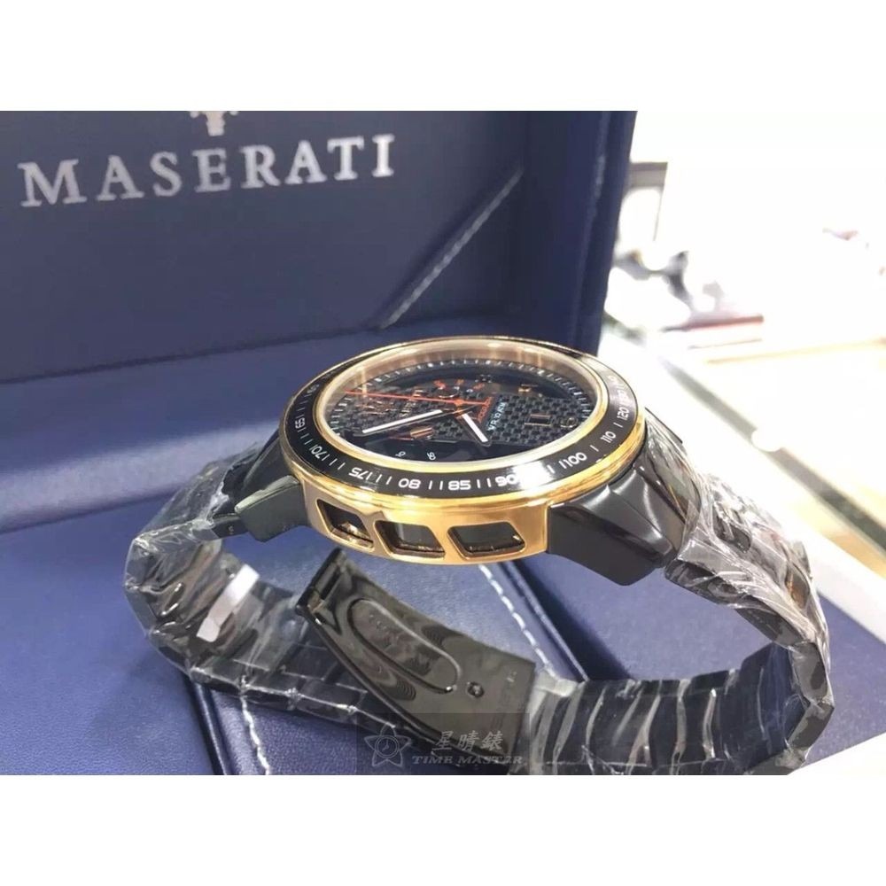 MASERATI:手錶,型號:R8873610002,男錶46mm黑錶殼黑玫瑰金色錶面精鋼錶帶款-細節圖4