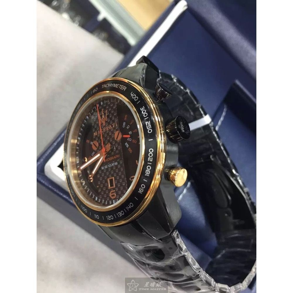 MASERATI:手錶,型號:R8873610002,男錶46mm黑錶殼黑玫瑰金色錶面精鋼錶帶款-細節圖5