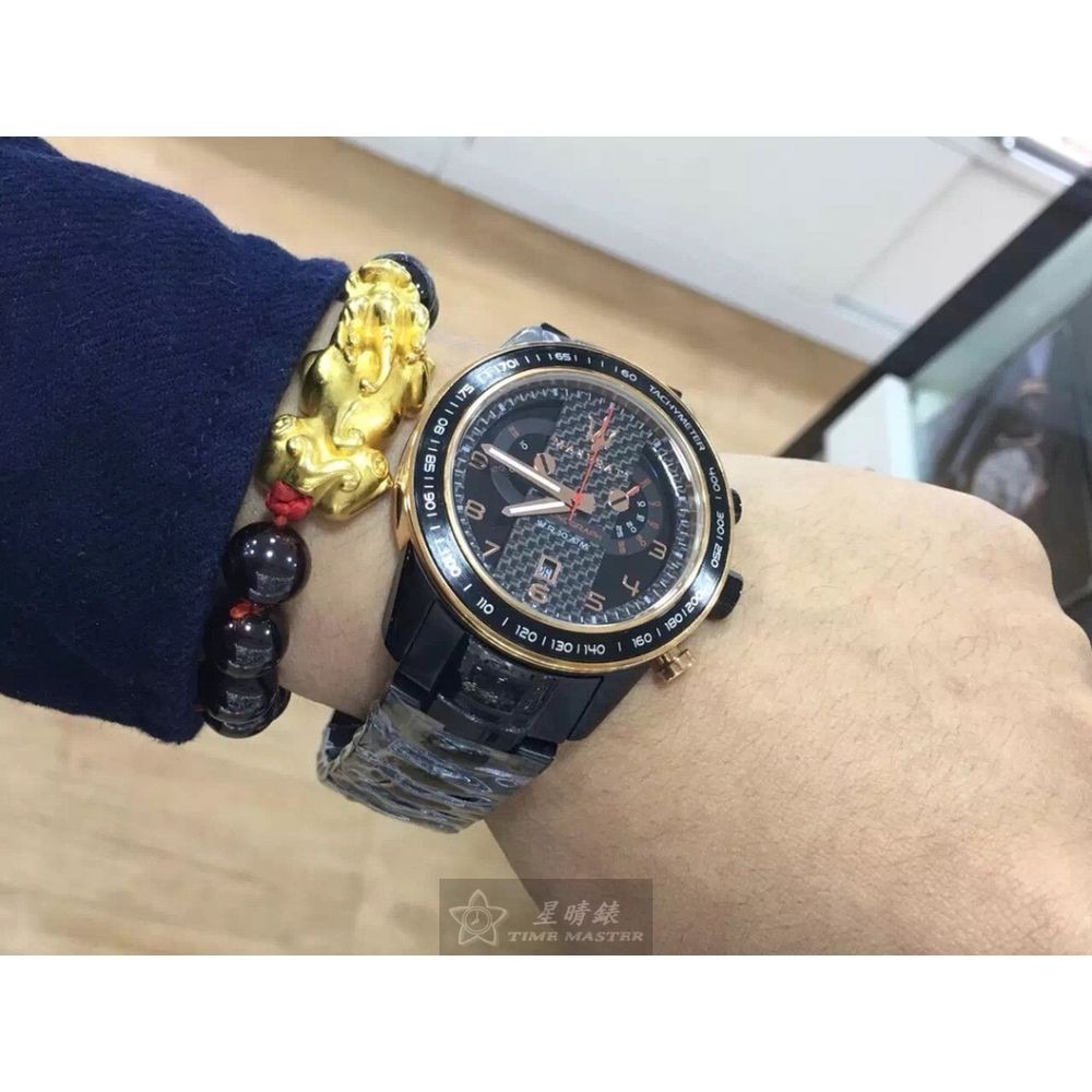 MASERATI:手錶,型號:R8873610002,男錶46mm黑錶殼黑玫瑰金色錶面精鋼錶帶款-細節圖7