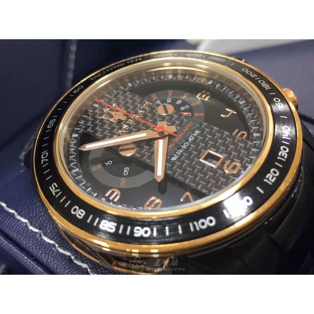 MASERATI:手錶,型號:R8873610002,男錶46mm黑錶殼黑玫瑰金色錶面精鋼錶帶款-細節圖9