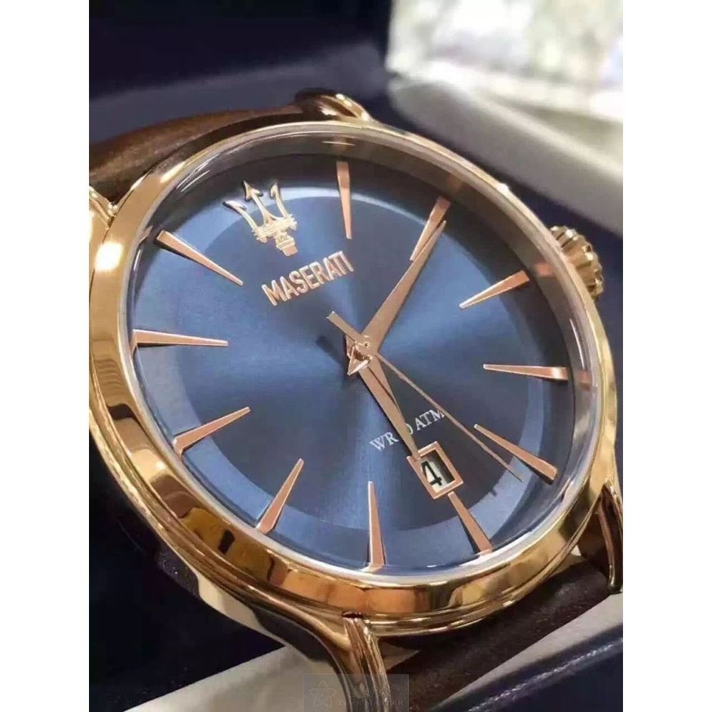 MASERATI:手錶,型號:R8851118001,男女通用錶42mm玫瑰金錶殼寶藍色錶面真皮皮革錶帶款-細節圖5