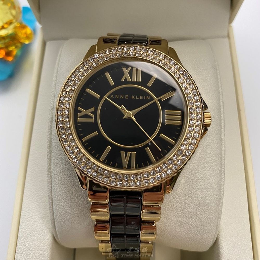 AnneKlein:手錶,型號:AN00553,女錶38mm金色錶殼黑色錶面精鋼錶帶款-細節圖3