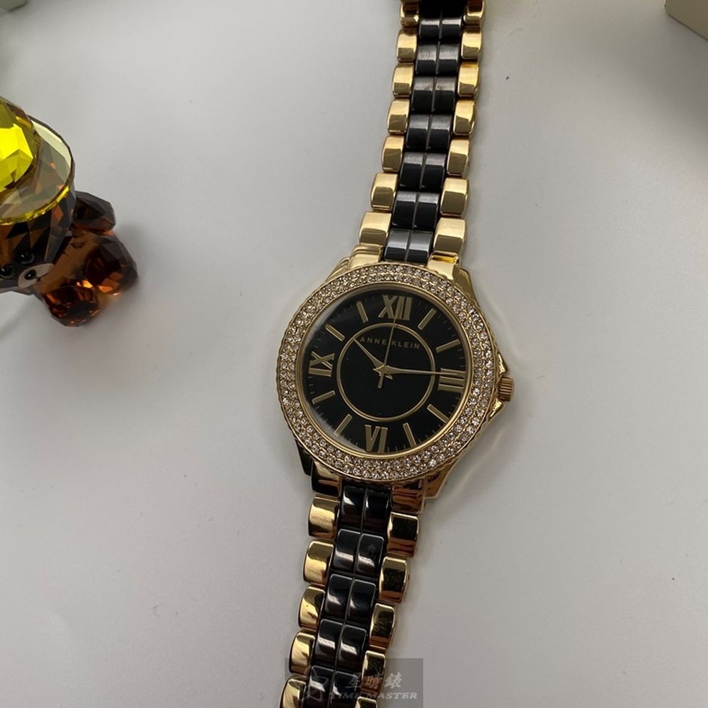 AnneKlein:手錶,型號:AN00553,女錶38mm金色錶殼黑色錶面精鋼錶帶款-細節圖4