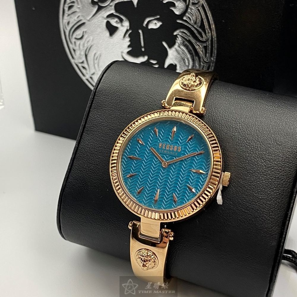 VERSUS VERSACE:手錶,型號:VV00303,女錶34mm玫瑰金錶殼水藍色錶面精鋼錶帶款-細節圖4