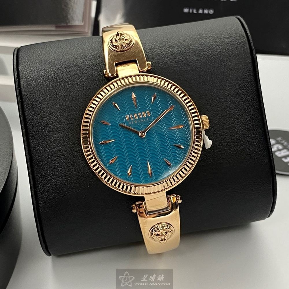 VERSUS VERSACE:手錶,型號:VV00303,女錶34mm玫瑰金錶殼水藍色錶面精鋼錶帶款-細節圖5