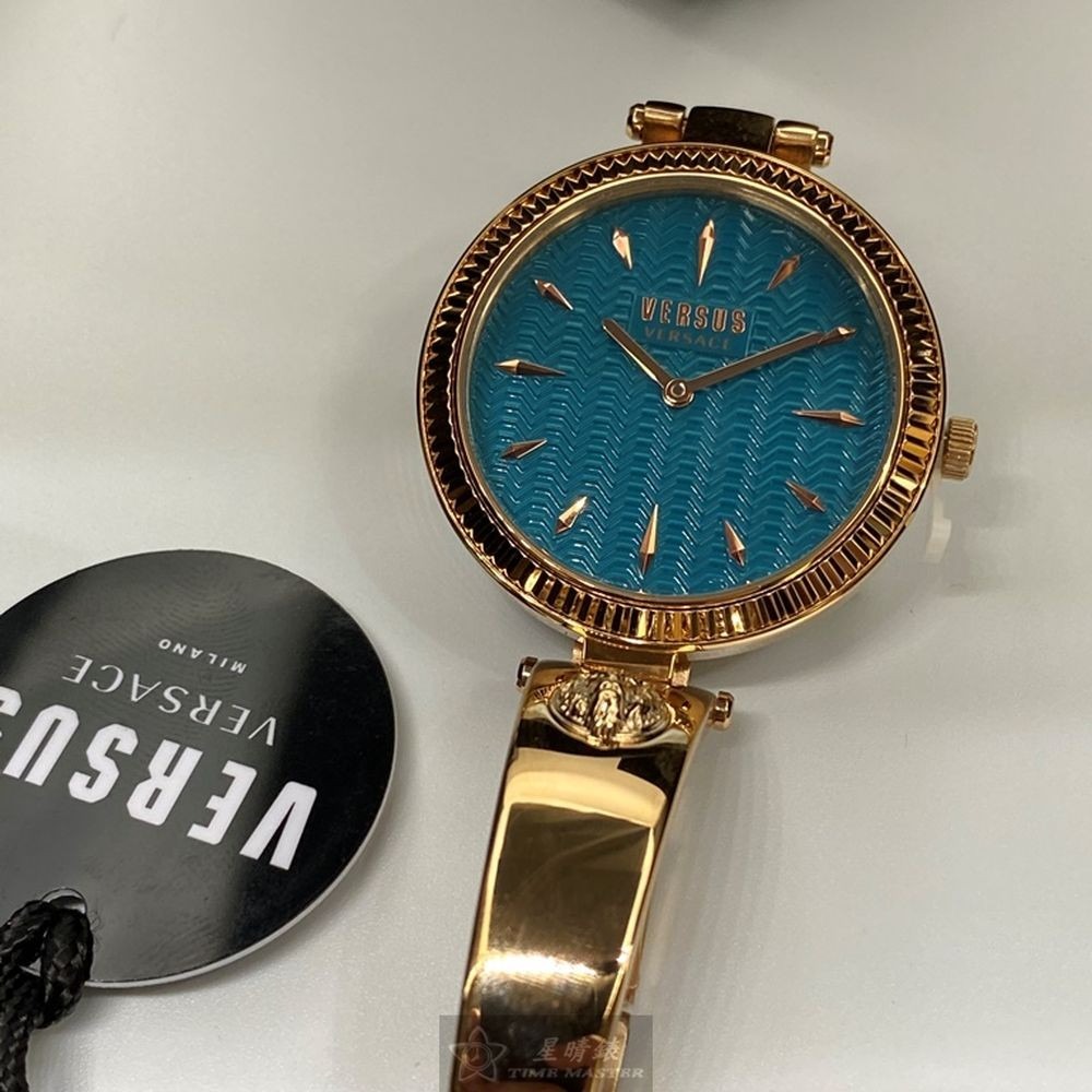 VERSUS VERSACE:手錶,型號:VV00303,女錶34mm玫瑰金錶殼水藍色錶面精鋼錶帶款-細節圖8