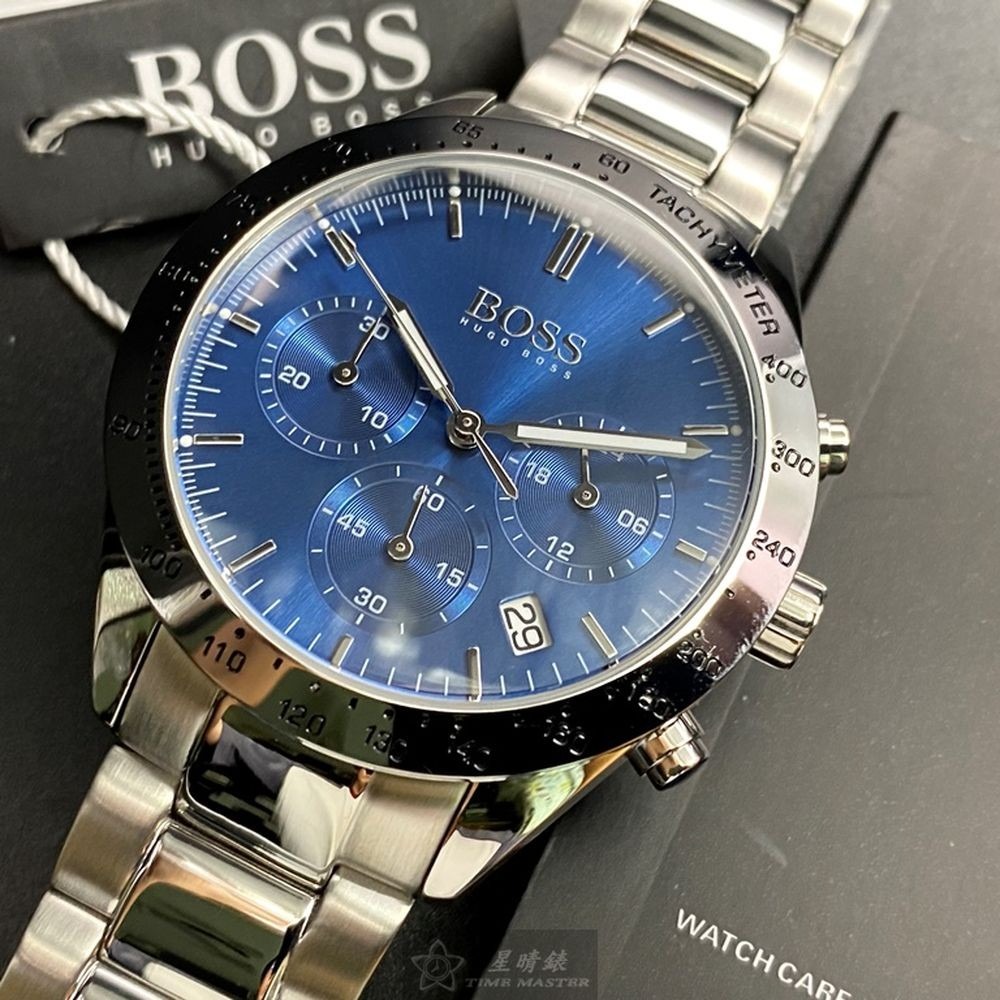 BOSS:手錶,型號:HB1513582,男錶42mm銀錶殼寶藍色錶面精鋼錶帶款-細節圖2