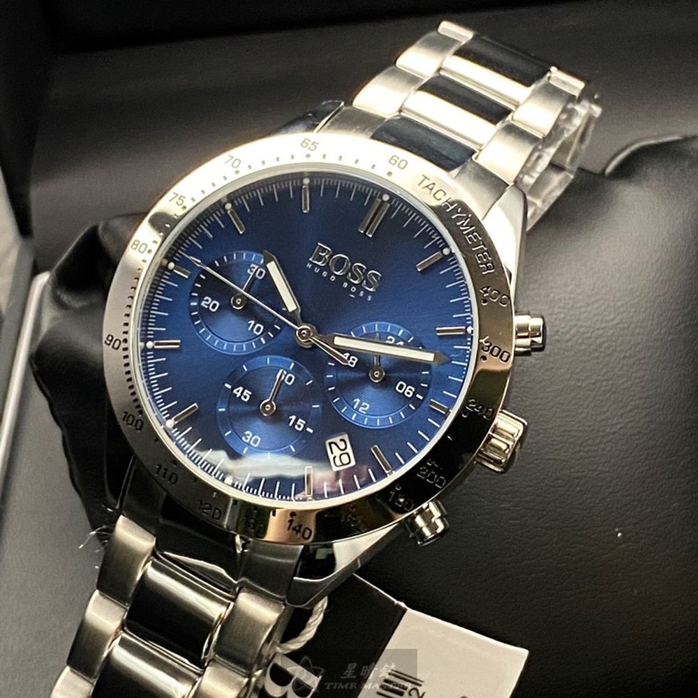 BOSS:手錶,型號:HB1513582,男錶42mm銀錶殼寶藍色錶面精鋼錶帶款-細節圖3