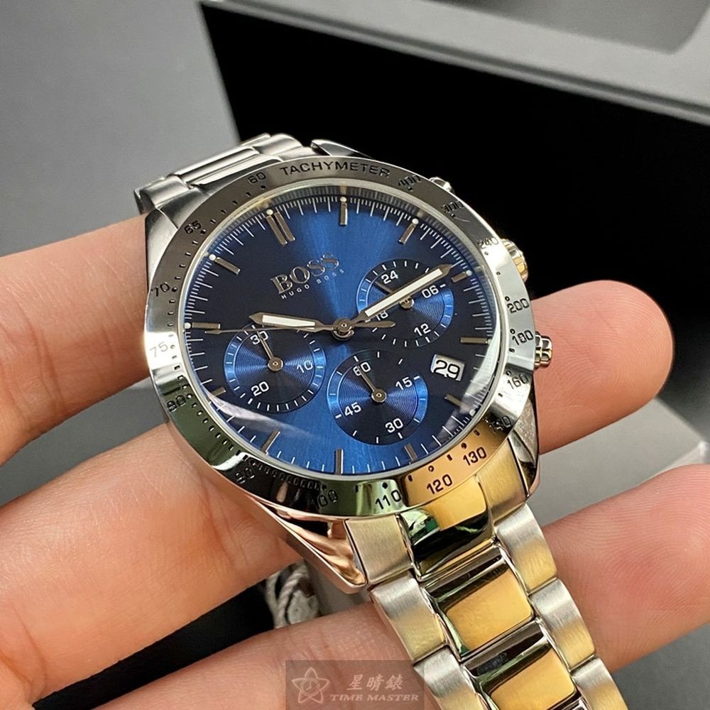 BOSS:手錶,型號:HB1513582,男錶42mm銀錶殼寶藍色錶面精鋼錶帶款-細節圖8