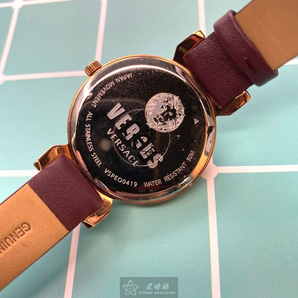 VERSUS VERSACE:手錶,型號:VV00298,女錶36mm玫瑰金錶殼香檳紅錶面精鋼錶帶款-細節圖3